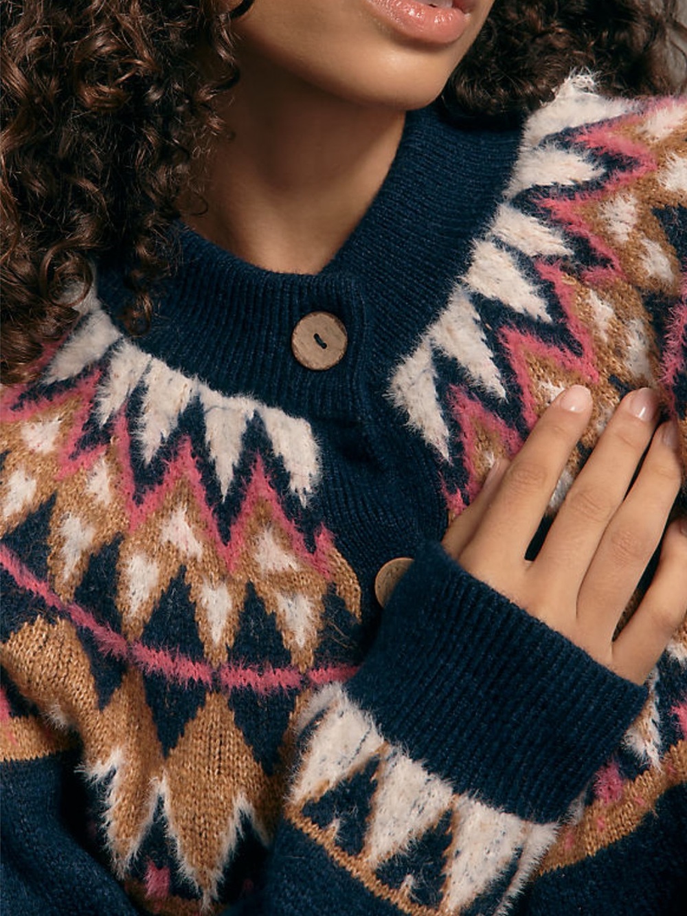 NWT Pilcro Crew-Neck Cozy Fairisle Cardigan Sweater from Anthropologie - Picture 3 of 12
